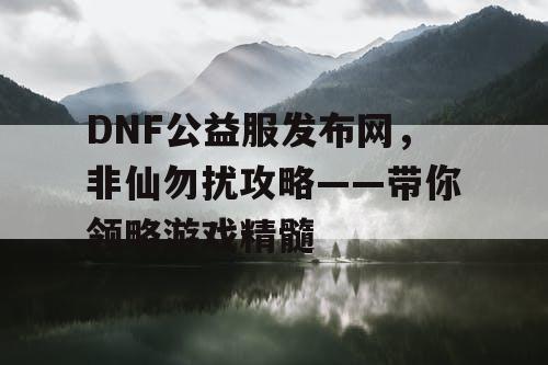 DNF公益服发布网，非仙勿扰攻略——带你领略游戏精髓