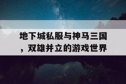 地下城私服与神马三国，双雄并立的游戏世界