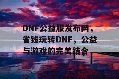 DNF公益服发布网，省钱玩转DNF，公益与游戏的完美结合