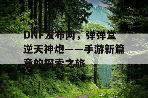 DNF发布网，弹弹堂逆天神炮——手游新篇章的探索之旅