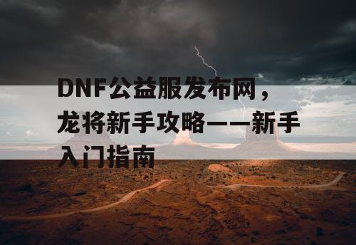 DNF公益服发布网，龙将新手攻略——新手入门指南