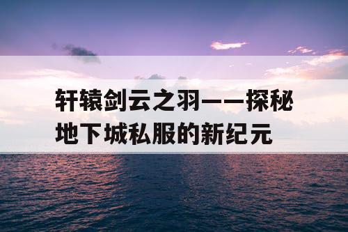 轩辕剑云之羽——探秘地下城私服的新纪元