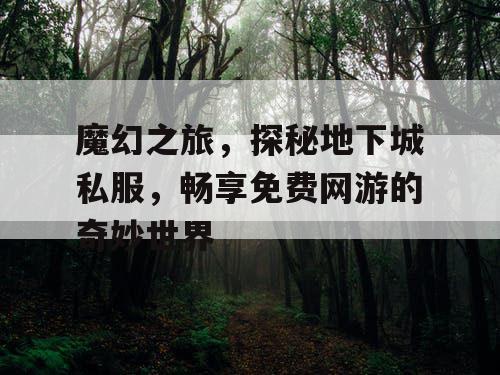 魔幻之旅，探秘地下城私服，畅享免费网游的奇妙世界