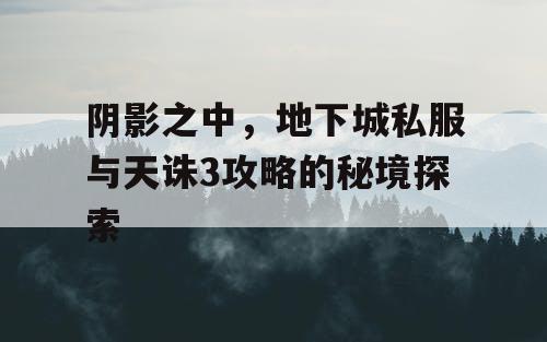 阴影之中，地下城私服与天诛3攻略的秘境探索